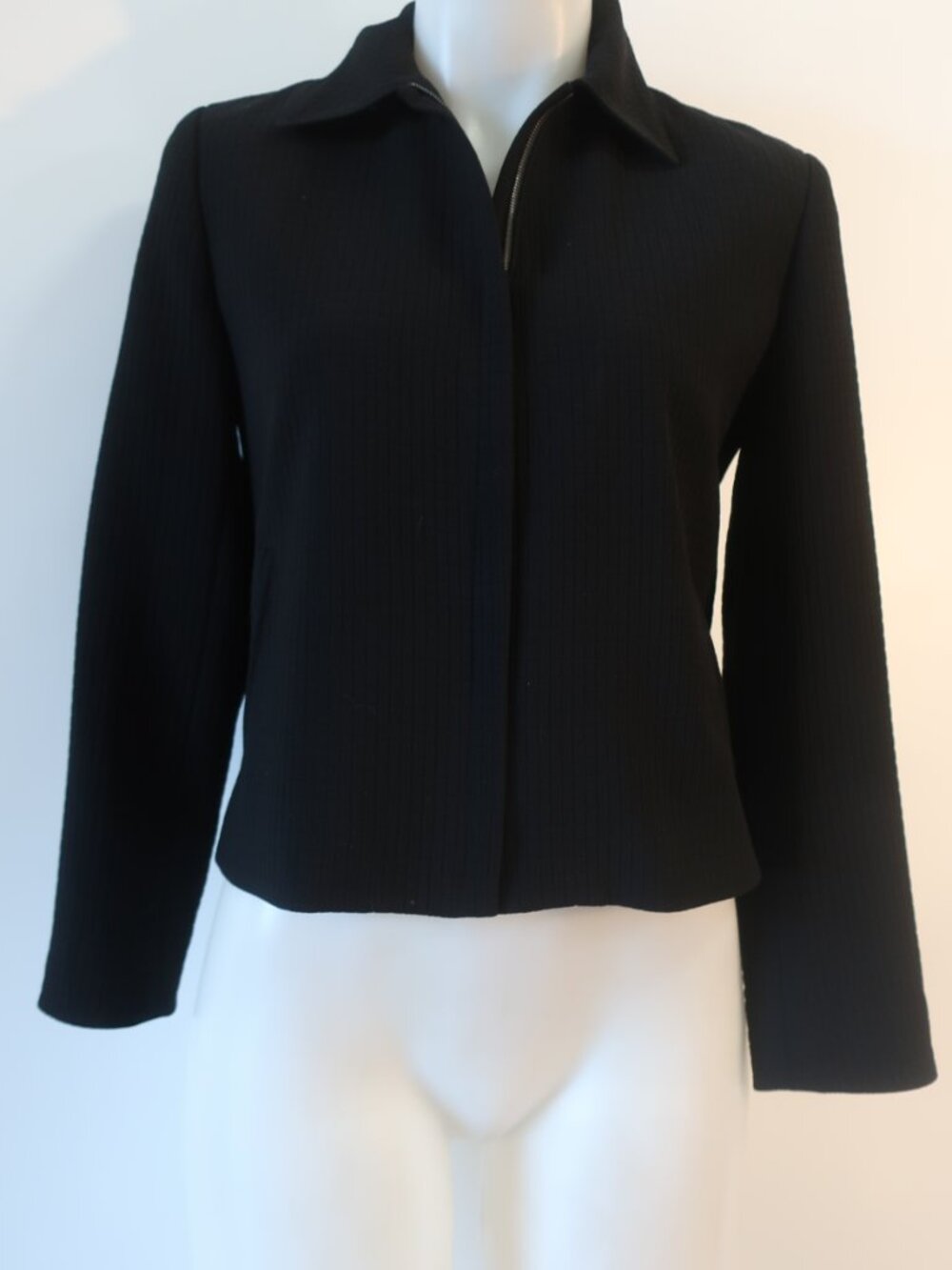 Womens Gianni Petite Black (Item- 72) Semi-Crop Hem Full Zip Blazer Jacket 2P
